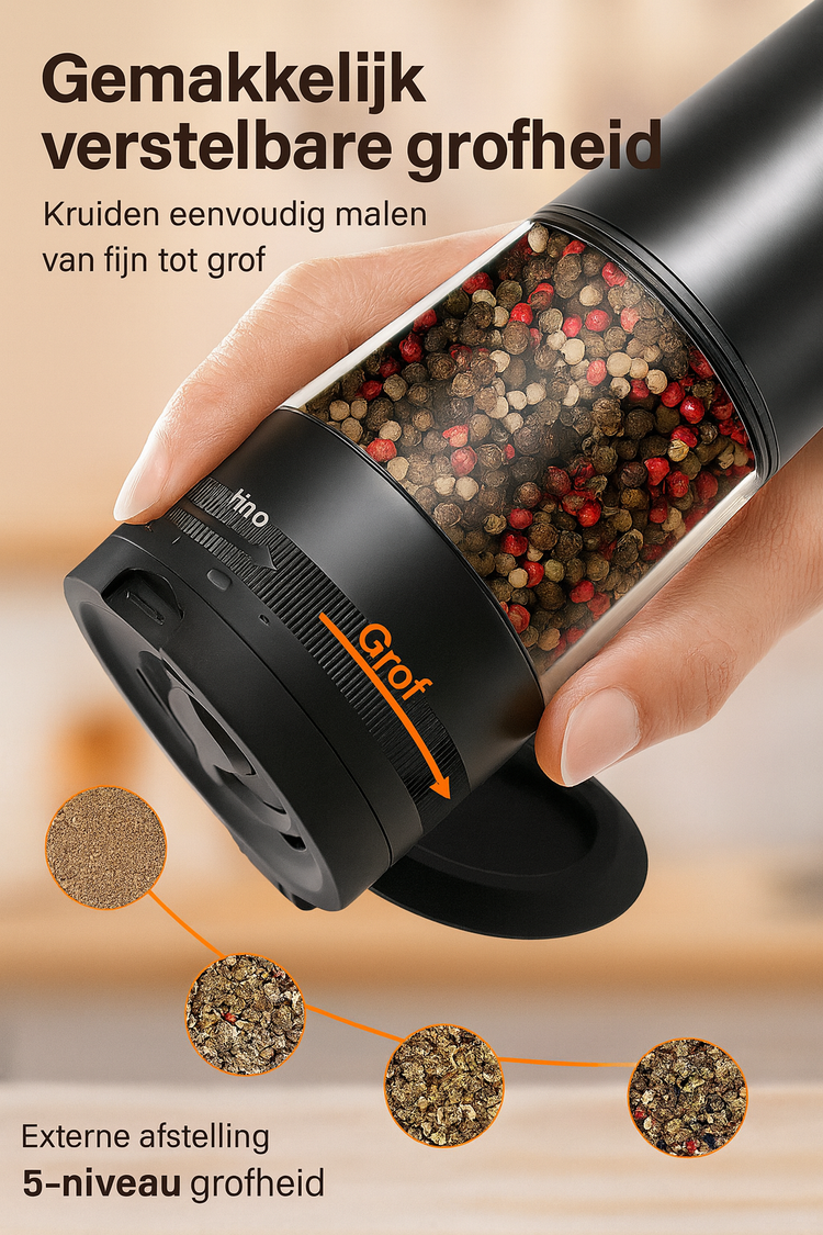 MontesKitchen™ PowerGrind Duo - elektrische peper en zoutmolen